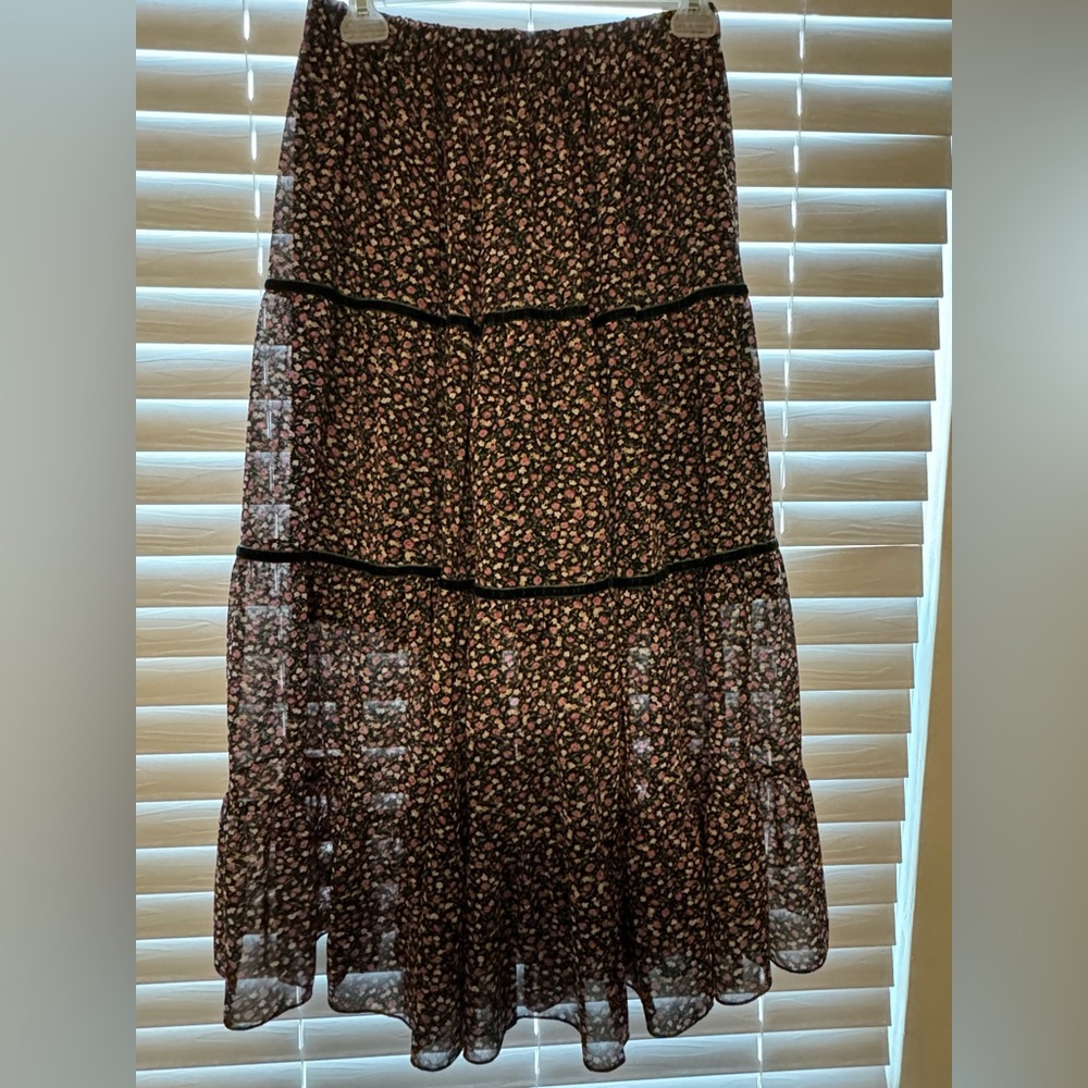 Floral chiffon midi skirt